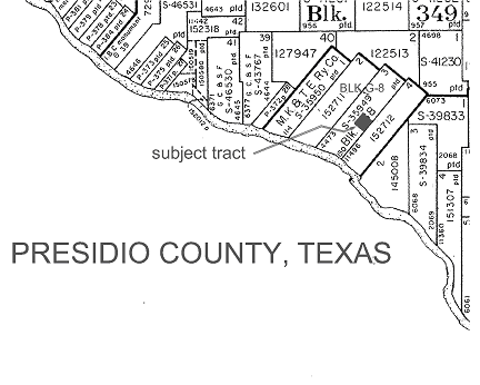 This image is a representation of where 40-acre tract is located in Presidio County, TX