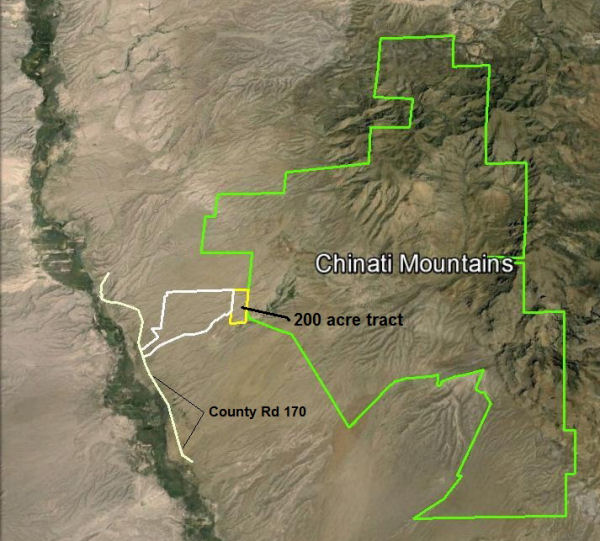 Site Map for Subject 200-Acre Donation Tract - Adjacent to 37,885-Acre Chinati Mountains State Natural Area
