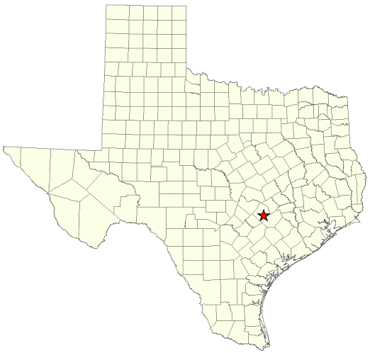 Location Map Showing Buescher State Park in Bastrop County