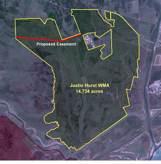 Site Map for Proposed Justin Hurst WMA 37-Acre Utility Easement