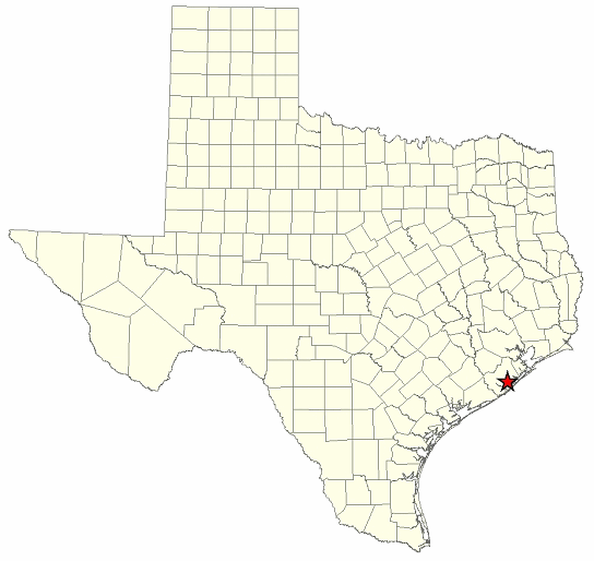 Location Map for the Justin Hurst Wildlife Management Area in Brazoria County