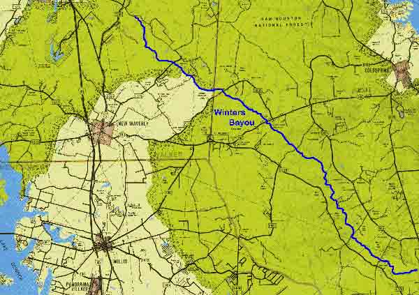 Map Location of Winters Bayou