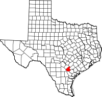 Map of Texas highlighting Karnes COUNTY