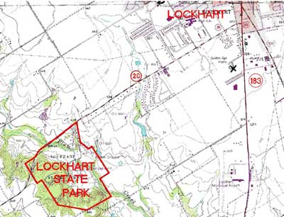 This image is a representation of where the proposed lease property lies within the city of Lockhart.