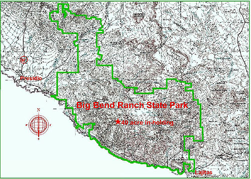 Location of 40-acre private tract in relation to Big Bend Ranch State Park