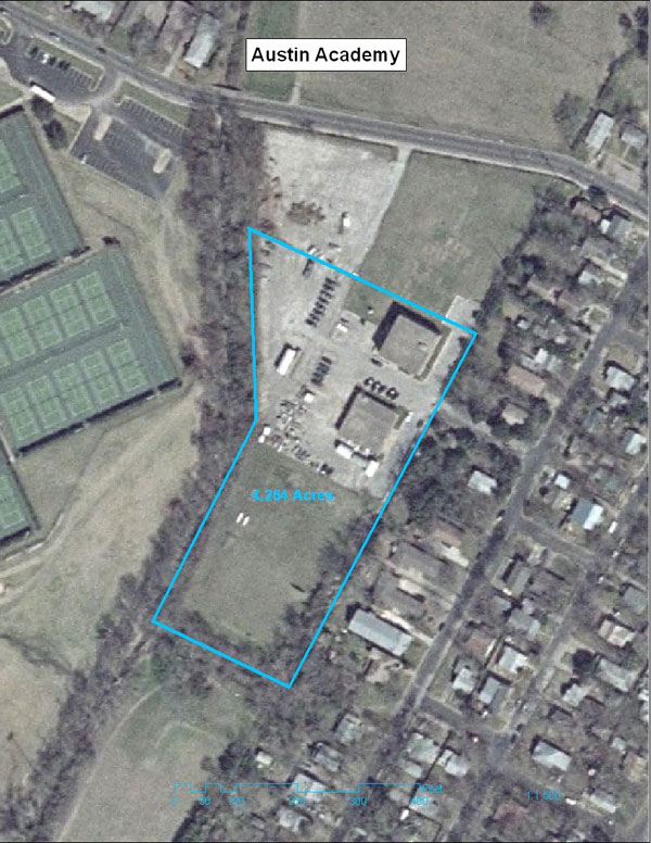 Location of land sale in relation to Austin Game Warden Academy
