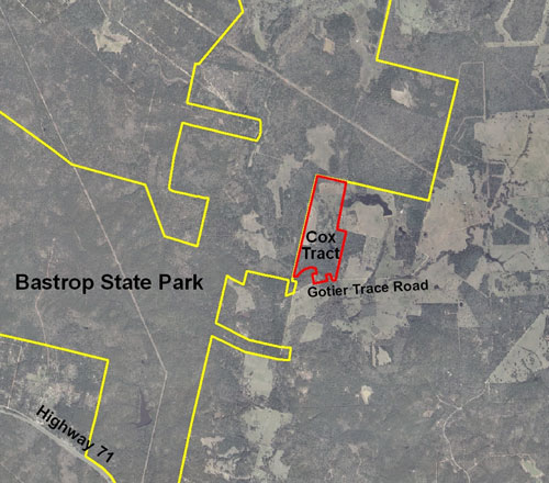 Location of subject tract in relation to Bastrop State Park