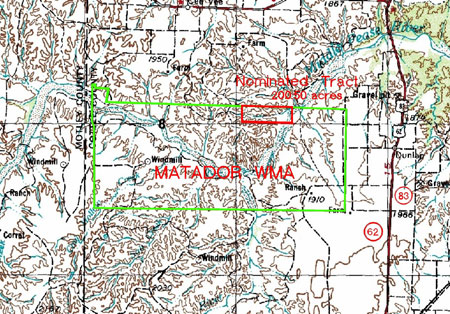 Location of 200.50 Acre Nomination in Relation to Matador WMA