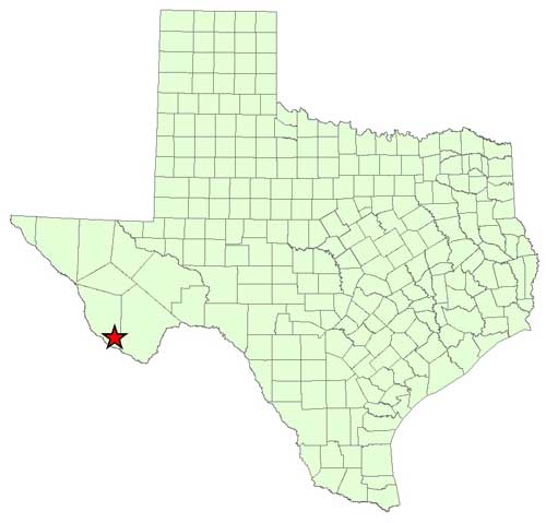 Location of Big Bend Ranch State Park in relation to the state of Texas