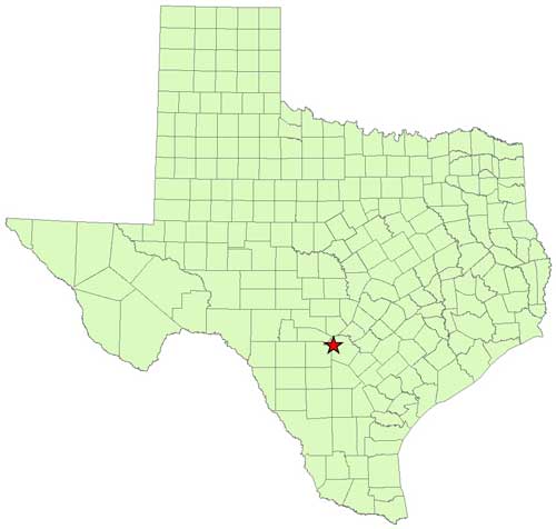 Location of Government Canyon State Park, Bexar County in relation to the State of Texas