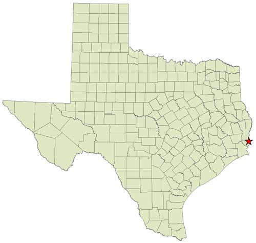 Tony Houseman Wildlife Management Area, Orange County in relation to the State of Texas