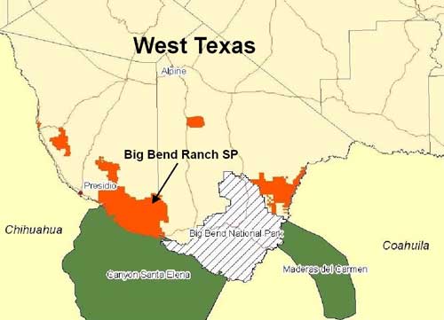 Location of Big Bend Ranch State Park in relation to associated conservation projects