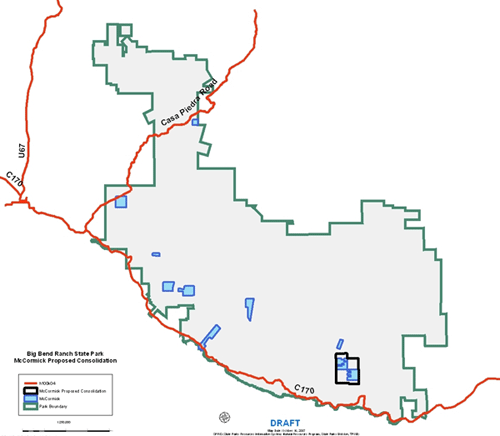 Location of subject inholdings in relation to Big Bend Ranch State Park