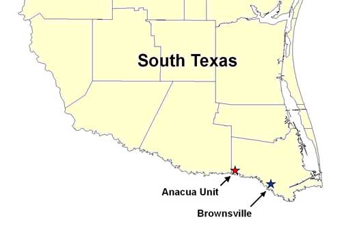 Location of Anacua Unit - Lower Rio Grande Valley