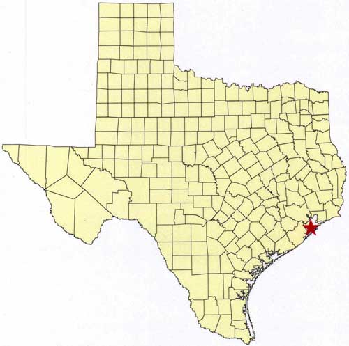 Location of Galveston Island State Park in relation to the State of Texas