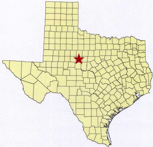 Location of Abilene State Park in relation to the State of Texas