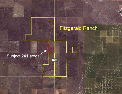 Location of subject 241 acres in relation to Fitzgerald Ranch