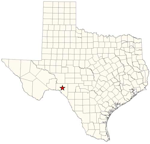 Location of Val Verde County in relation to the State of Texas