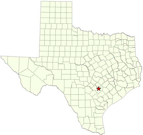 Location of Gonzales County in relation to the State of Texas