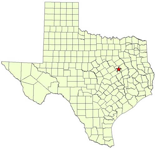 Location of Limestone County in relation to the State of Texas