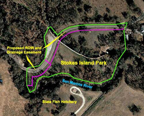 Location of proposed easements in relation to Stokes Island Park and State Fish Hatchery