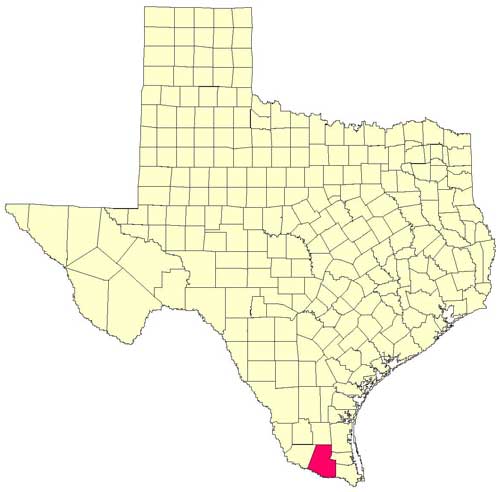 Location of Hidalgo County in relation to the State of Texas