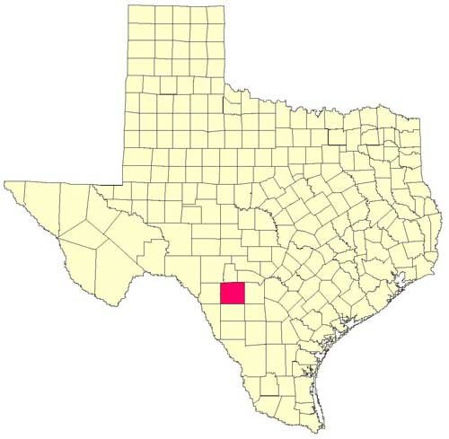 Location of Uvalde County in relation to the State of Texas