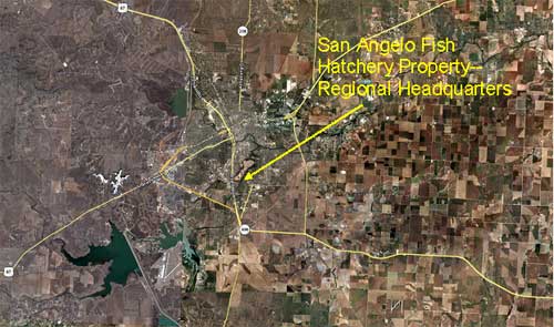 Location of regional headquarters in relation to the city of San Angelo, TX