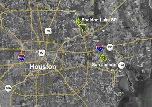 Vicinity of Houston, Sheldon Lake SP and San Jacinto