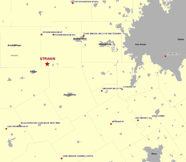 Vicinity Map for Proposed Park 70 Miles Southwest of Fort Worth