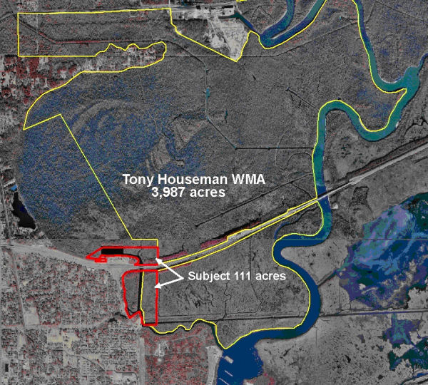 Site Map for Subject Donation Tracts at Tony Houseman WMA