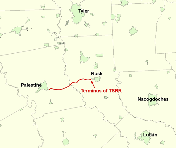 Texas State Railroad Vicinity Map