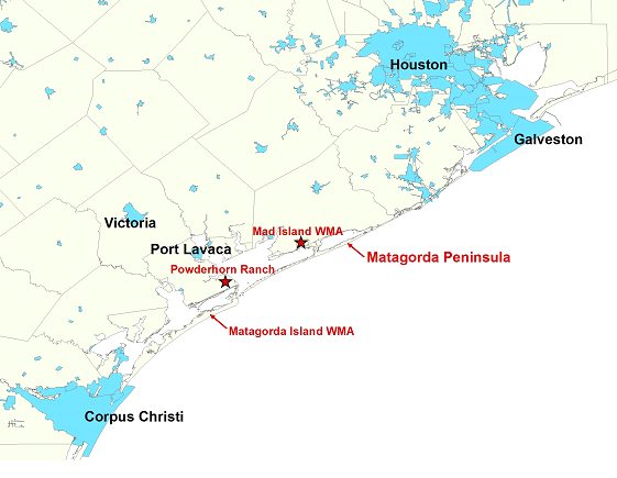 Vicinity Map for Matagorda Peninsula