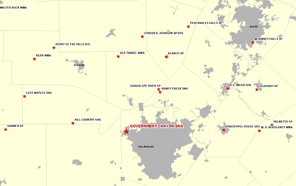 Vicinity Map for Government Canyon SNA - Northwest San Antonio