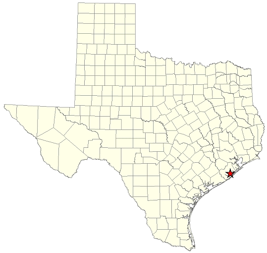 Location Map for the Justin Hurst Wildlife Management Area in Brazoria County