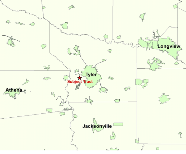Vicinity Map for Tyler Fish Hatchery 4 Miles West of Tyler
