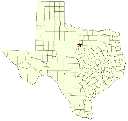 Location Map for Palo Pinto Mountains State Park in Palo Pinto and Stephens Counties