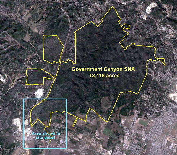 Site Map Showing Location of Subject Tracts at Government Canyon State Natural Area