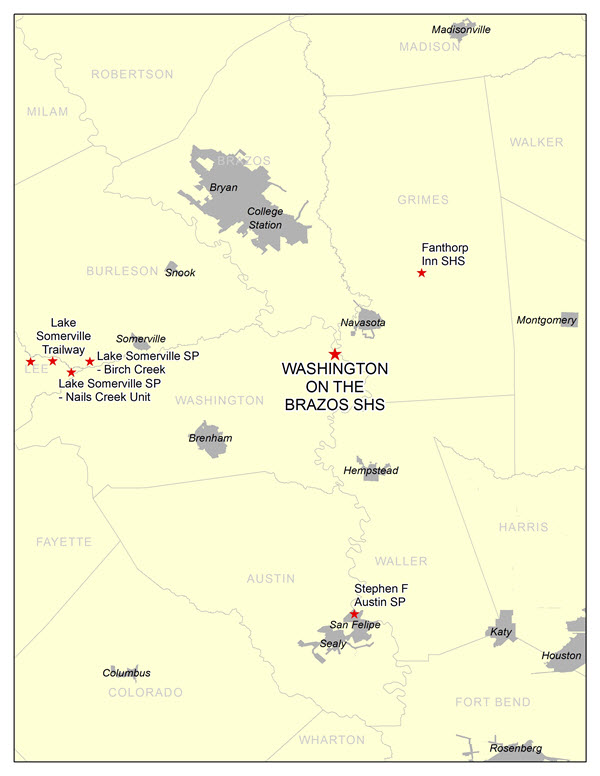 Vicinity Map for Washington on the Brazos SHS 6Miles South of Navasota
