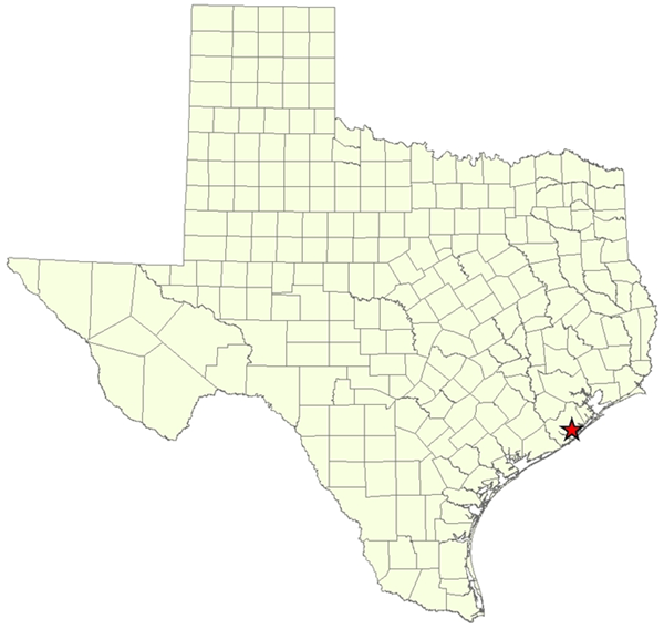 Location Map for Follets Island Coastal Preserve in Brazoria County