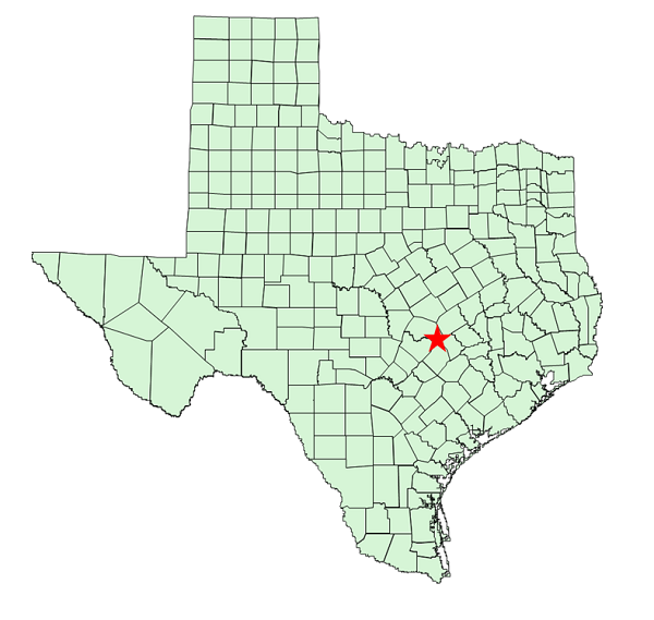 Location Map for Bastrop State Park in Bastrop County