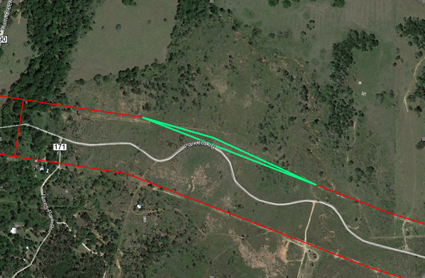 Site Map for Bastrop State Park Subject 1-Acre Tract Outlined in Green
