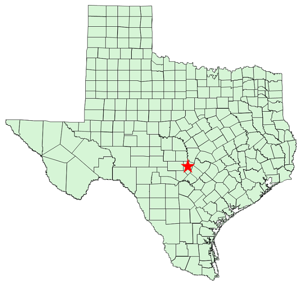 Location Map for Blanco State Park 45 Miles North of San Antonio
