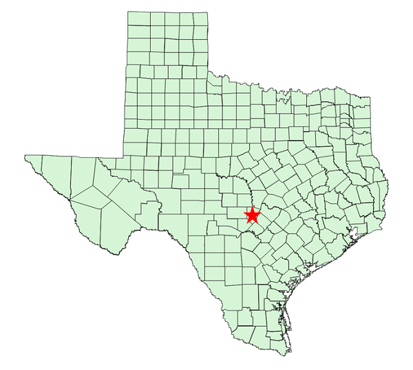 Location Map for Blanco State Park 45 Miles North of San Antonio