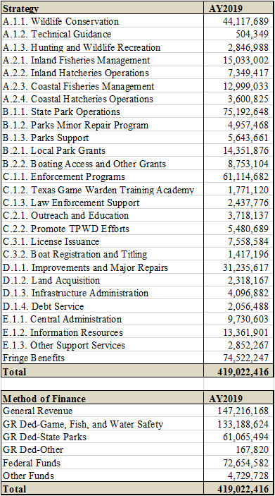 FY 2019 Agency Budget by Strategy