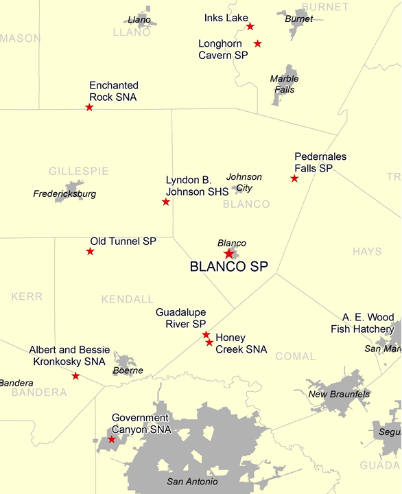 Vicinity Map of Blanco State Park