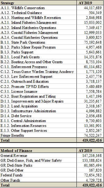 FY 2019 Agency Budget by Strategy