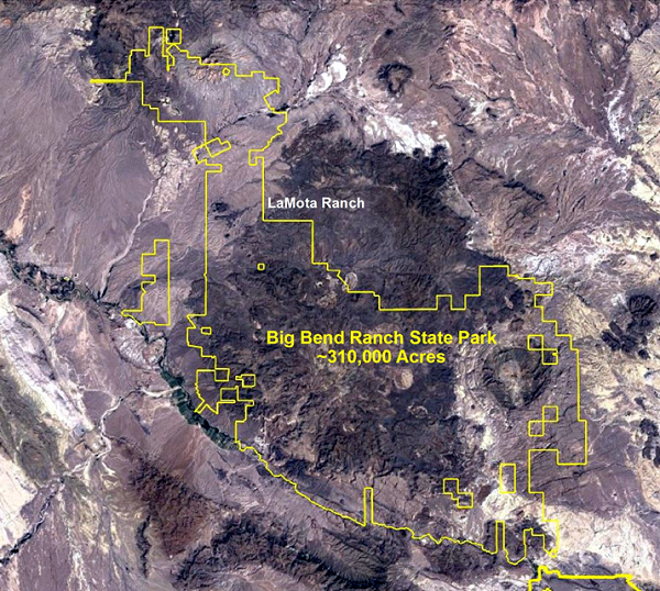 Area of Big Bend Ranch State Park Affected by Subject Access Easements