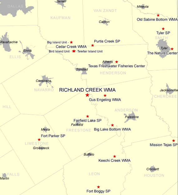 Vicinity Map for Richland Creek Wildlife Management Area