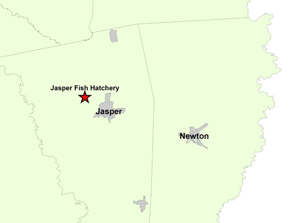 Vicinity Map for the Former Jasper Fish Hatchery/East Texas Conservation Center